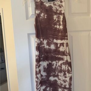 Nasty Gal Tie-Dye Sleeveless Dress - Brown and White